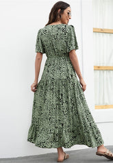 Mehrfarbiges Stufenkleid mit Animalprint